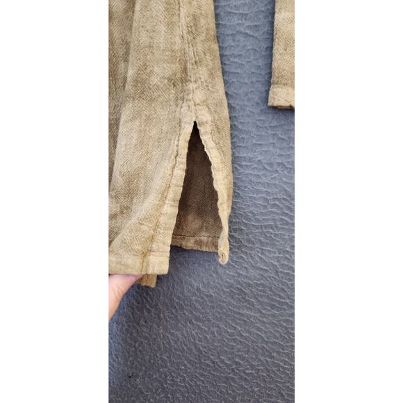 Oh My Gauze 1 (S/M) Fringe Cutout Back Tie Dye Brown Top Lagenlook Shell Buttons - Picture 6 of 9